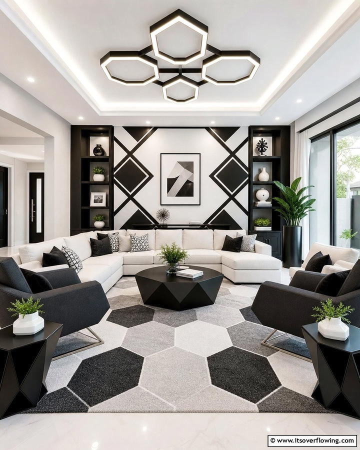 Geometric Balance Design - 21 Modern Living Room Ideas for Stylish Gatherings