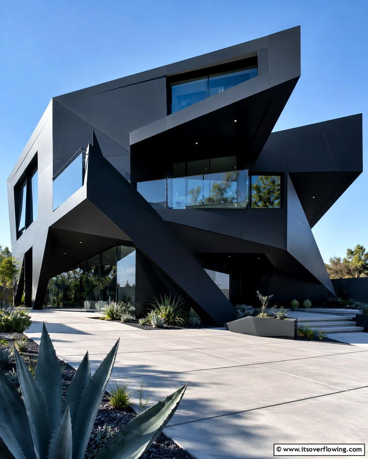 Geometric Black Architecture - 25 Modern Black Houses for a Bold Statement
