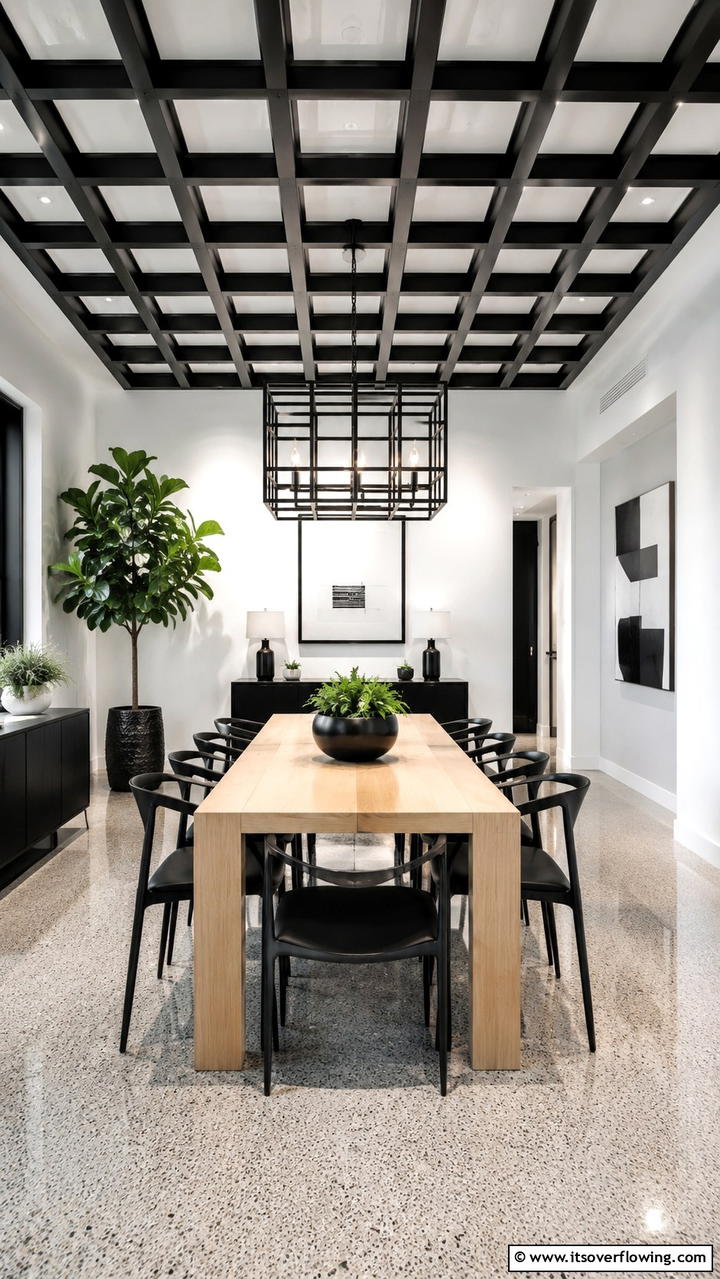 Geometric Black Grids - 30 Black Ceiling Ideas to Add Depth and Drama Above