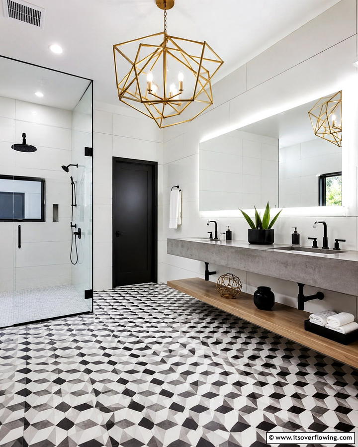 Geometric Chandeliers for a Contemporary Look - 25 Bathroom Chandelier Ideas for a Luxurious Touch