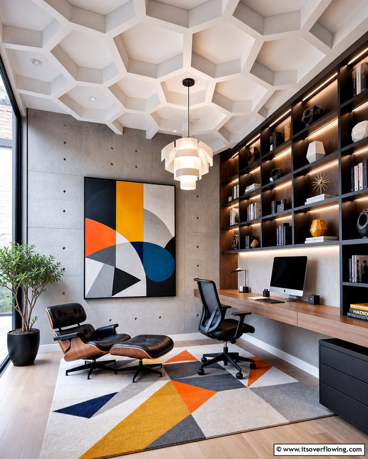 Geometric Coffered Ceiling - 25 Elegant Coffered Ceiling Ideas for Any Room
