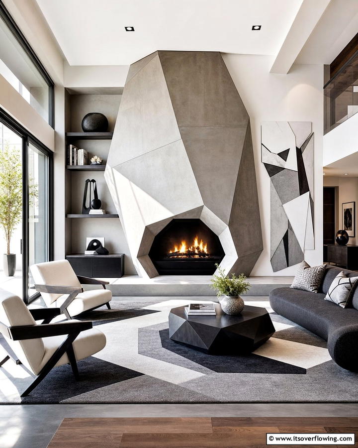 Geometric Concrete Designs - 20 Modern Concrete Fireplace Ideas for Your Home