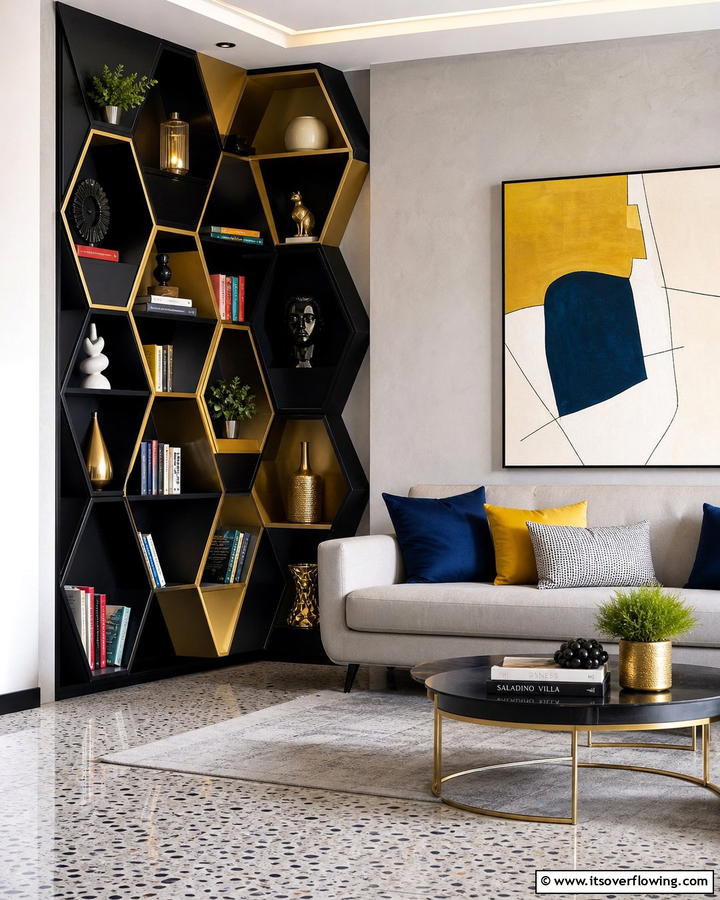 Geometric Corner Bookshelves - 20 Space-Saving Corner Bookshelf Ideas for Your Home
