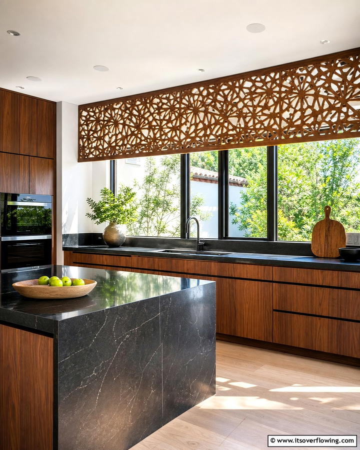 Geometric Cutout Valance - 25 Kitchen Valance Ideas to Add Style and Privacy