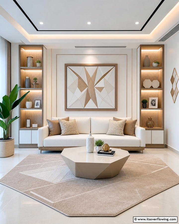 Geometric Decorative Elements - 21 Minimalist Living Room Ideas to Simplify Your Space