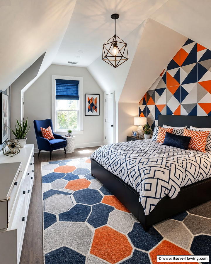Geometric Design Elements - 25 Attic Bedroom Ideas to Transform Your Space