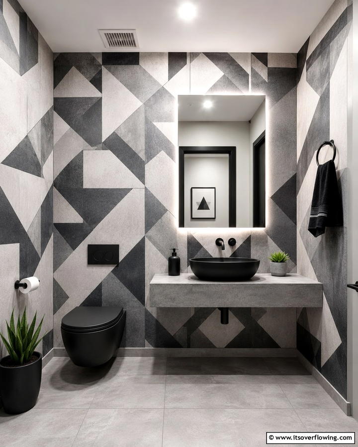 Geometric Designs - 25 Powder Room Wallpaper Ideas to Elevate Your Space