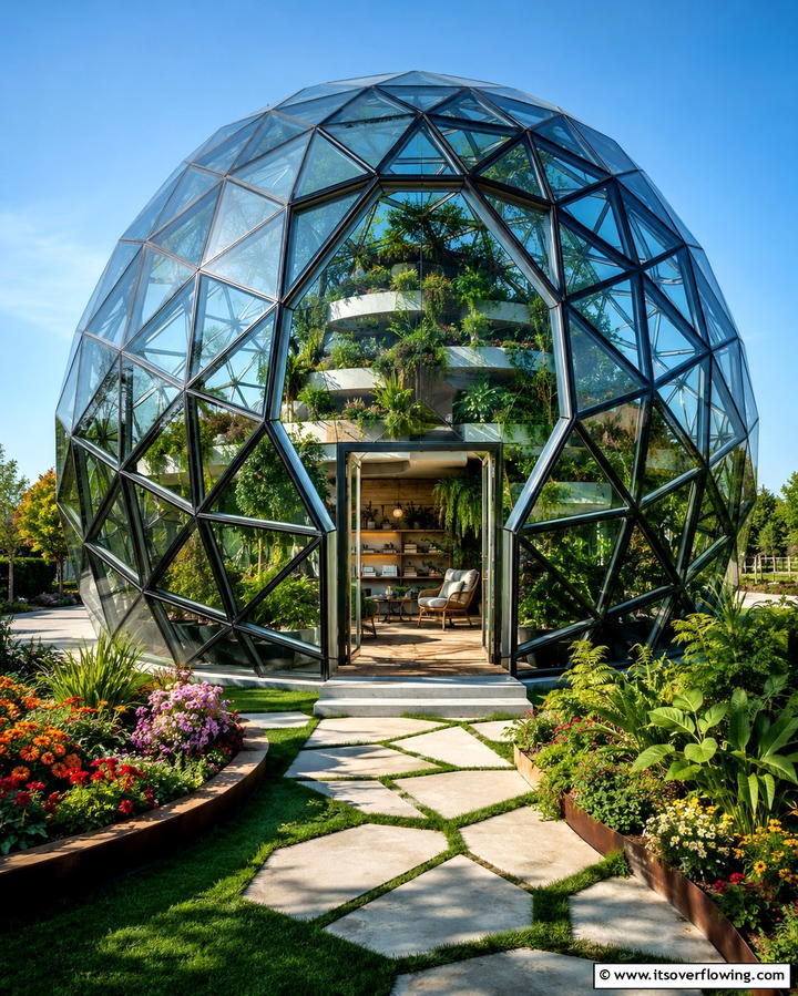 Geometric Dome Greenhouse - 25 Fantasy Greenhouse Ideas for a Magical Garden Escape