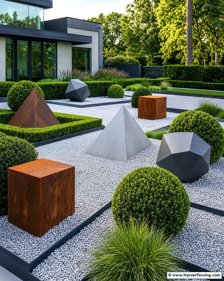 Geometric Garden Sculptures - 30 Garden Art Ideas to Personalize Your Outdoor Space