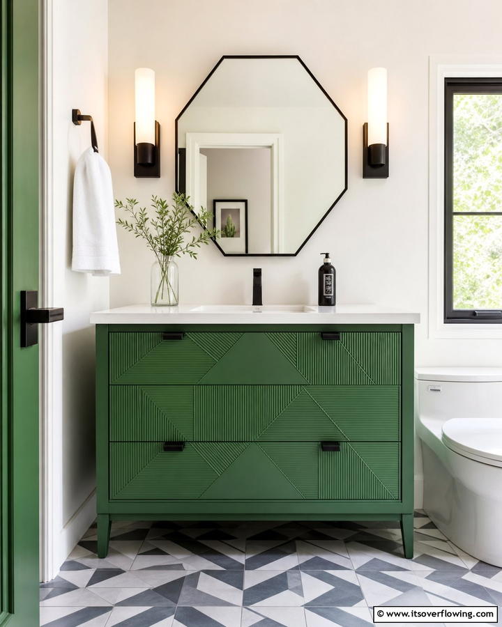 Geometric Green Vanity for a Bold Statement - 20 Bathroom With Green Vanity Ideas for a Fresh Look
