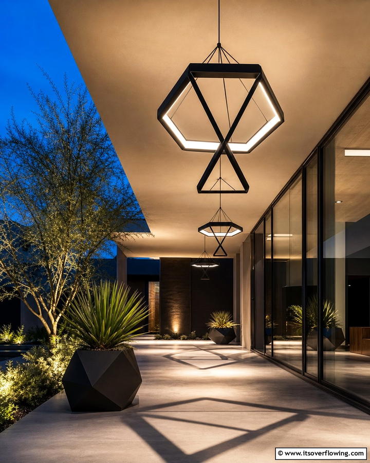 Geometric Light Sculptures - 30 Inviting Front Porch Lighting Ideas for Curb Appeal