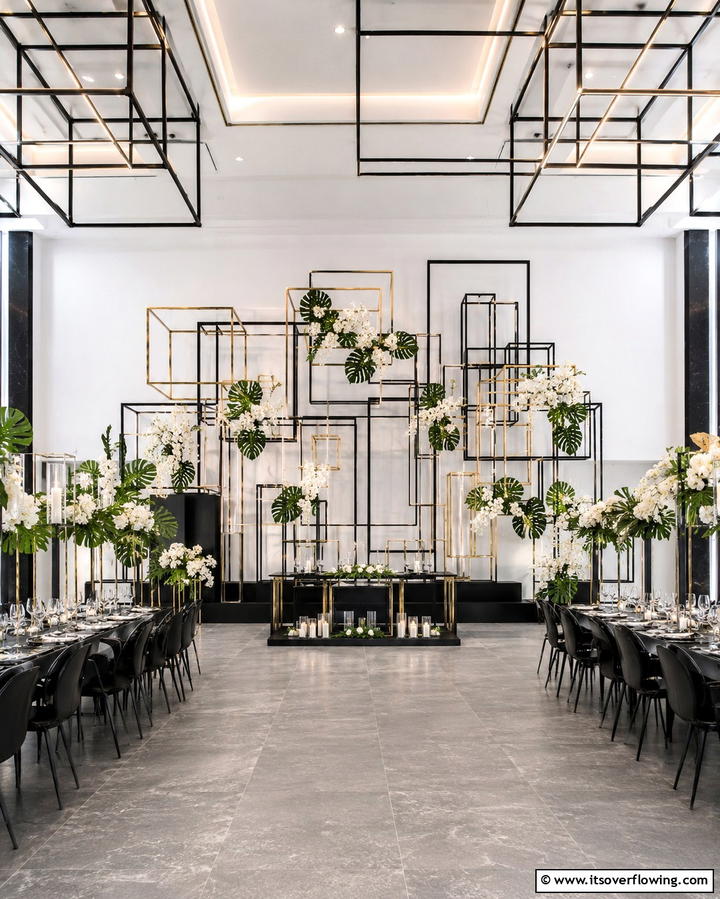 Geometric Metal Frames - 30 Beautiful Wedding Backdrop Design Inspirations