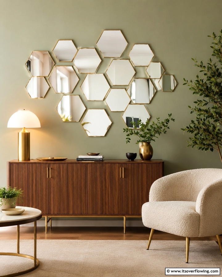 Geometric Mirror Designs - 25 Living Room Mirror Ideas to Brighten Your Space