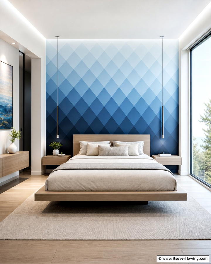Geometric Ombre Effect - 25 Geometric Accent Wall Ideas for Modern Interiors