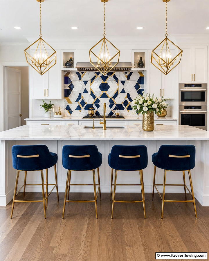 Geometric Pattern Accents - 21 Kitchen Island Back Panel Ideas for Modern Designs