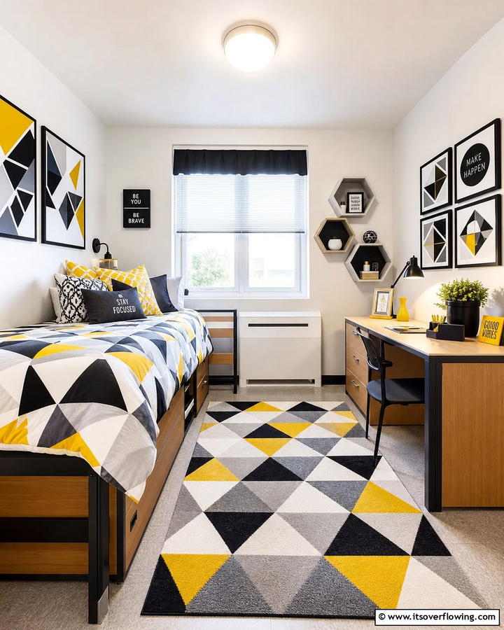 Geometric Pattern Accents - 21 Dorm Room Decorating Ideas for Style and Function