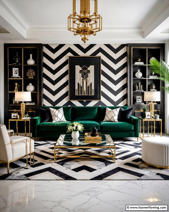 Geometric Pattern Brilliance - 30 Art Deco Interior Design Ideas for Glamorous Spaces