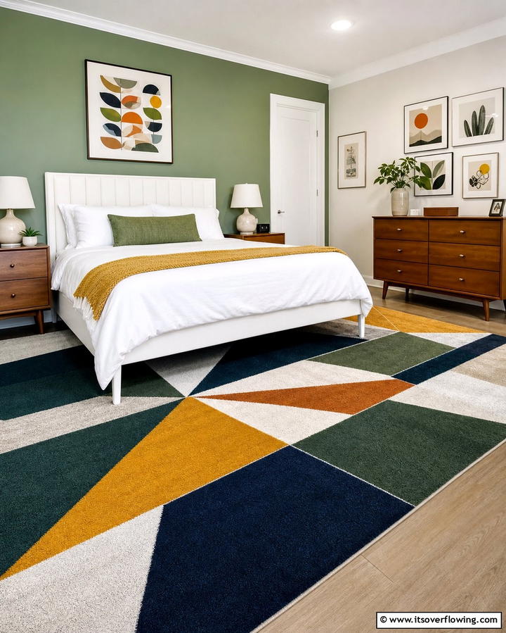 Geometric Pattern Carpets for a Contemporary Look - 25 Stylish Bedroom Carpet Ideas for a Comfortable Retreat
