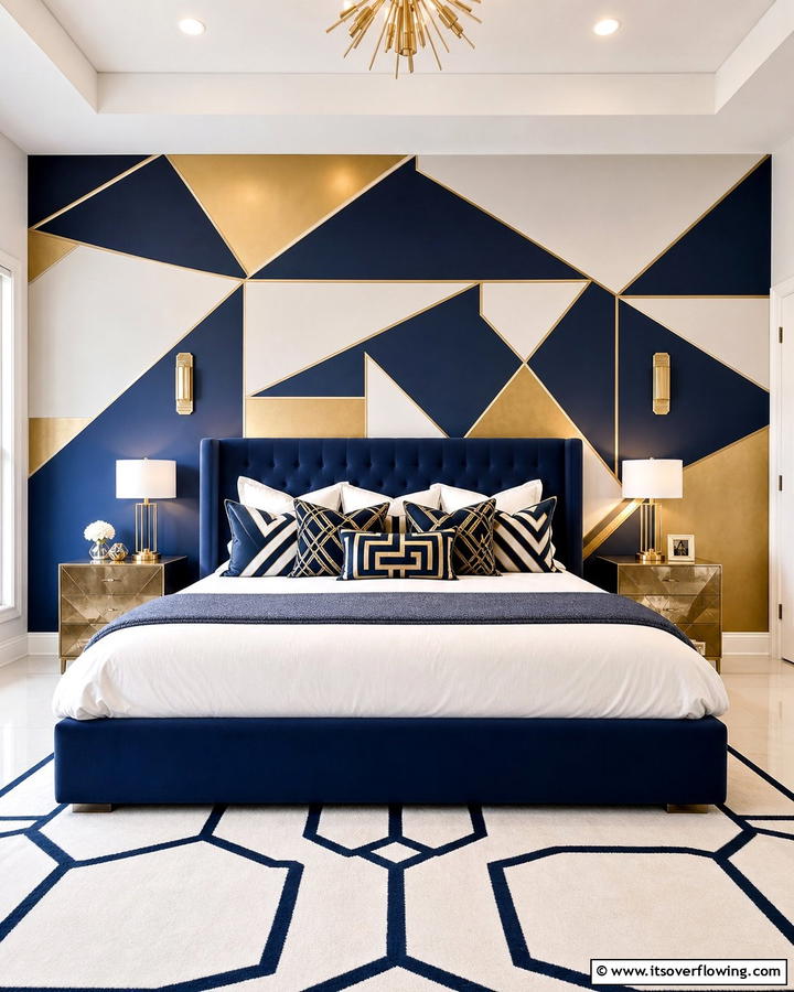 Geometric Pattern Elegance - 21 Bedroom Wall Decor Ideas to Elevate Your Personal Sanctuary