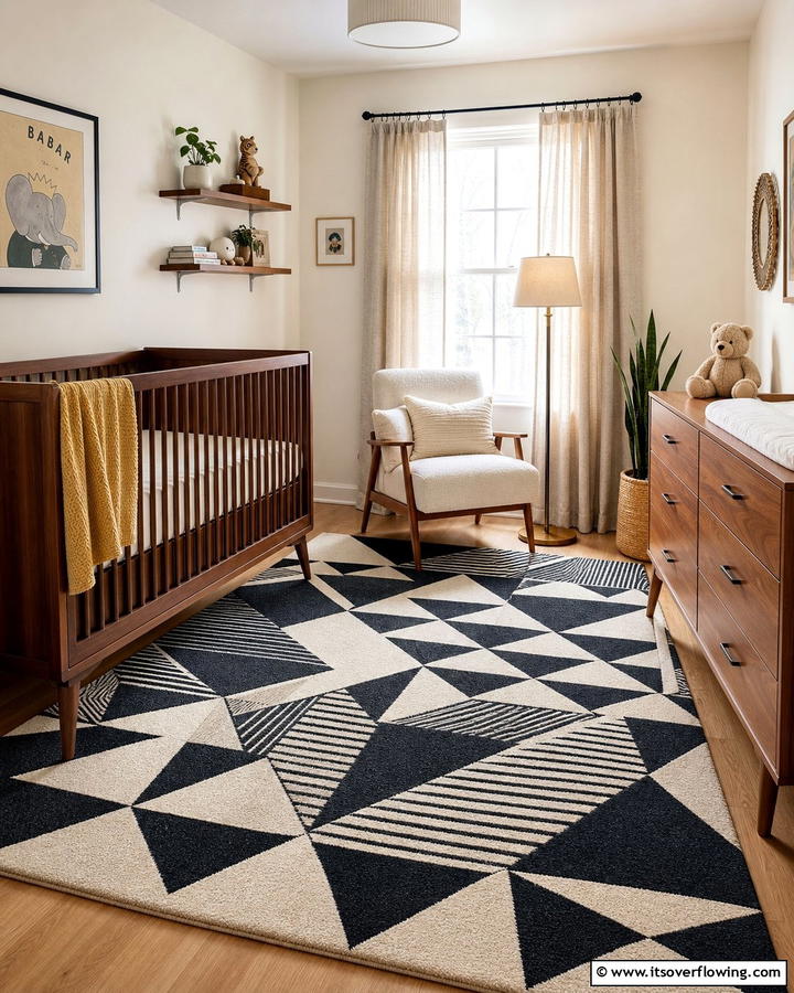 Geometric Pattern Rugs - 20 Mid-century Modern Nursery Ideas for Stylish Kids