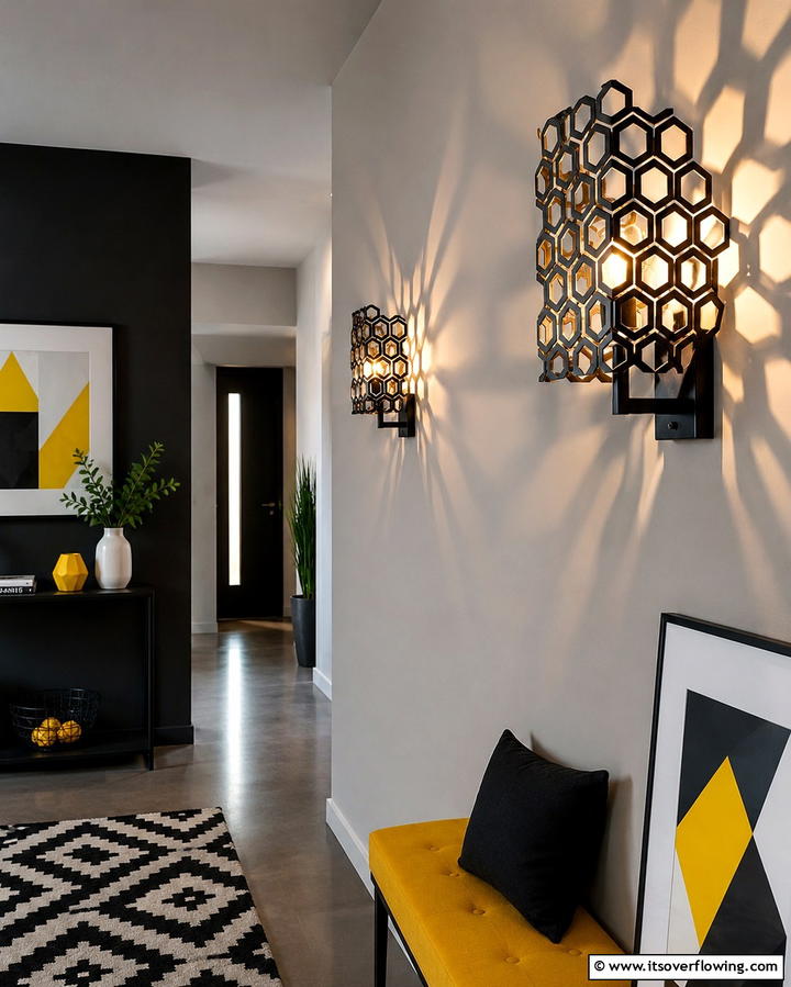 Geometric Pattern Sconces - 30 Bedroom Wall Sconce Ideas for Ambiance & Space-Saving