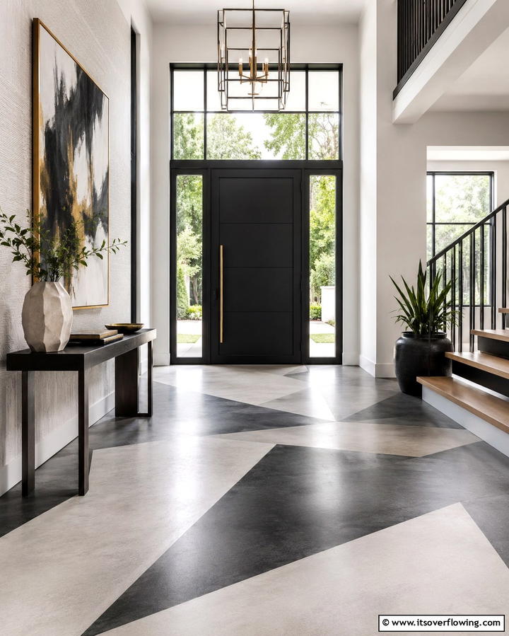 Geometric Pattern Stains - 25 Stained Concrete Floors for a Unique Look