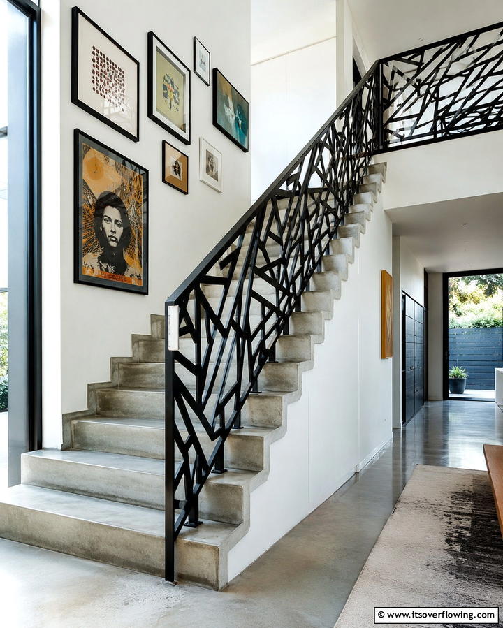 Geometric Pattern Staircase - 30 Modern Staircase Ideas- Sleek & Architectural Designs