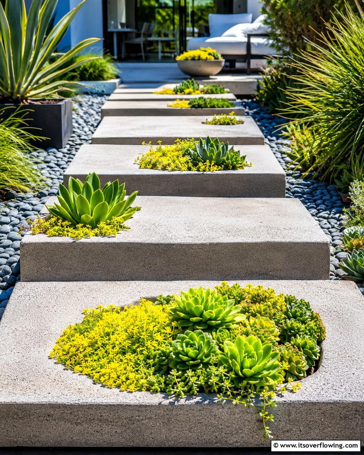 Geometric Pattern Walkway - 30 Creative Stepping Stone Walkway Garden Ideas