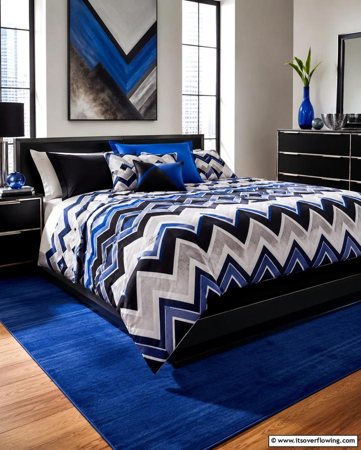 Geometric Patterned Bedding - 30 90s Bedroom Decor Ideas for Retro Rewind Style