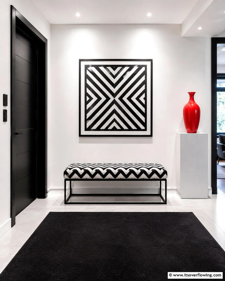 Geometric Patterned Bench - 30 Functional Entryway Bench Solutions for Organized Homes