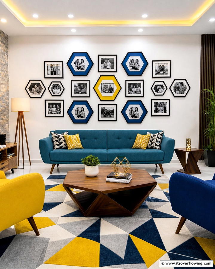 Geometric Patterned Display - 21 Photo Wall Arrangements for Personalized Home Galleries