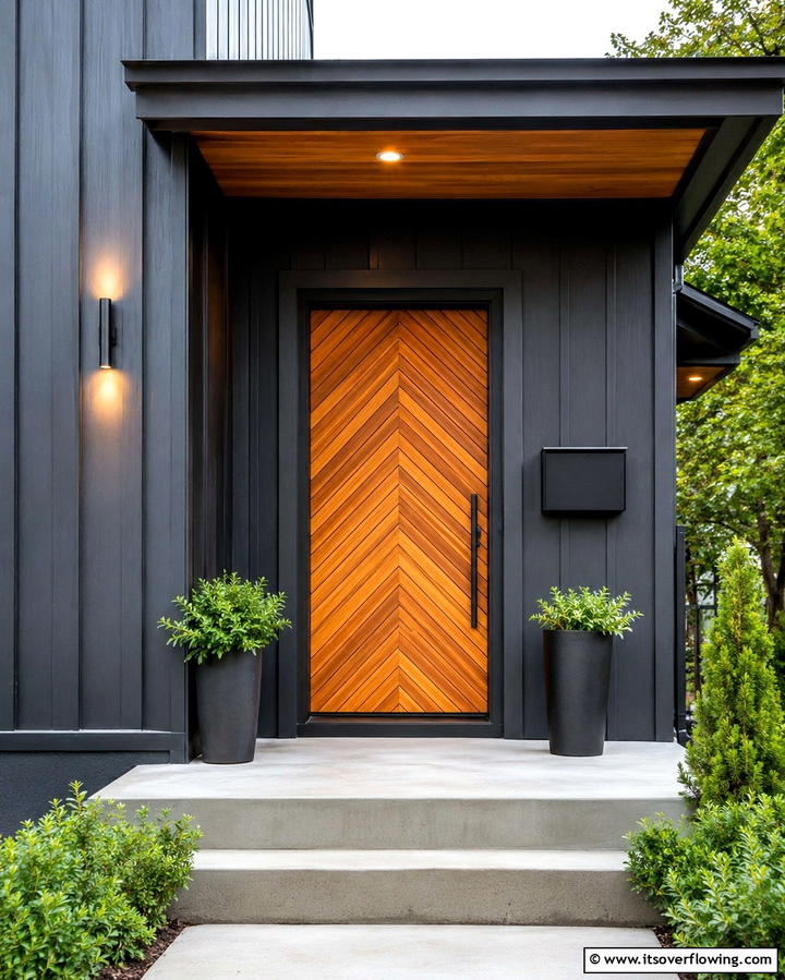 Geometric Patterned Farmhouse Door - 30 Farmhouse Front Door Ideas for Curb Appeal
