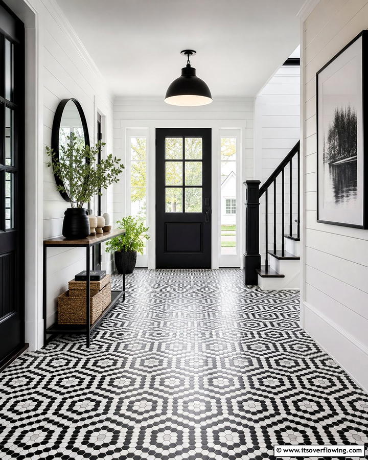 Geometric Patterned Flooring - 21 Entryway Ideas to Create a Welcoming First Impression
