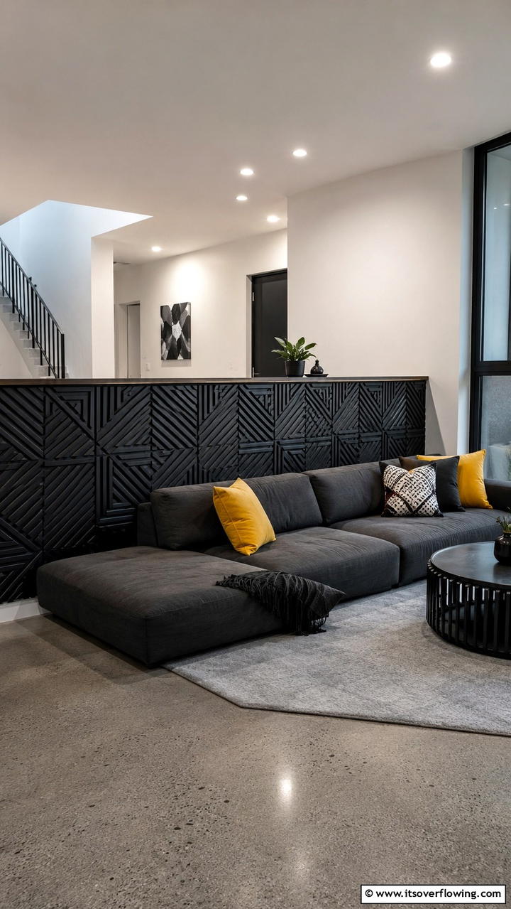 Geometric Patterned Panel - 30 Half Wall Ideas- Modern Room Dividers & Design Tricks