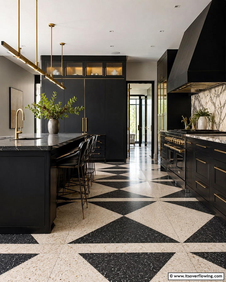 Geometric Patterned Terrazzo - 25 Terrazzo Kitchen Floor Ideas for a Unique Look