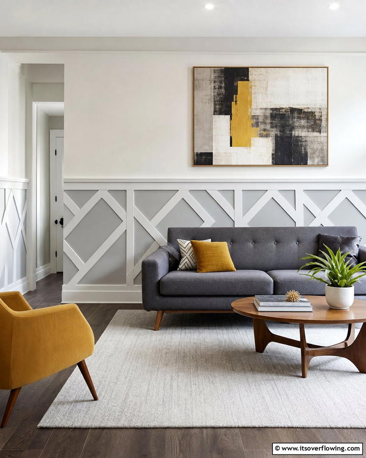 Geometric Patterned Wainscoting - 21 Classic Wainscoting Ideas to Elevate Your Interior Walls