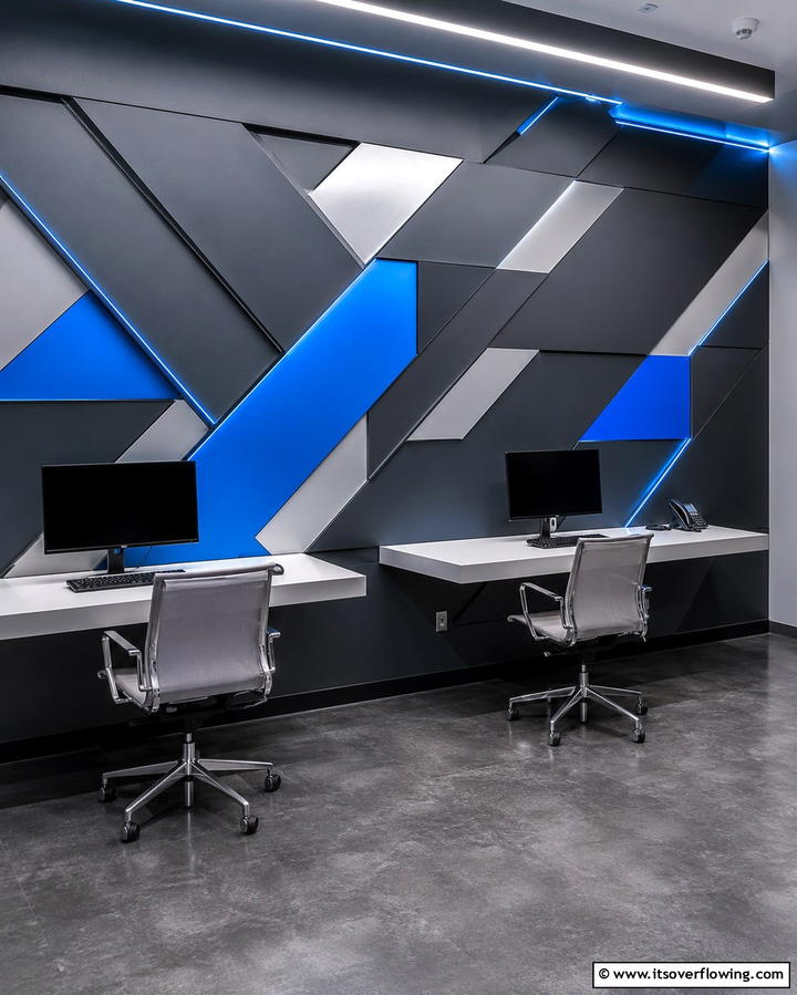 Geometric Patterned Wall - 25 Creative Office Accent Wall Ideas to Inspire Your Space