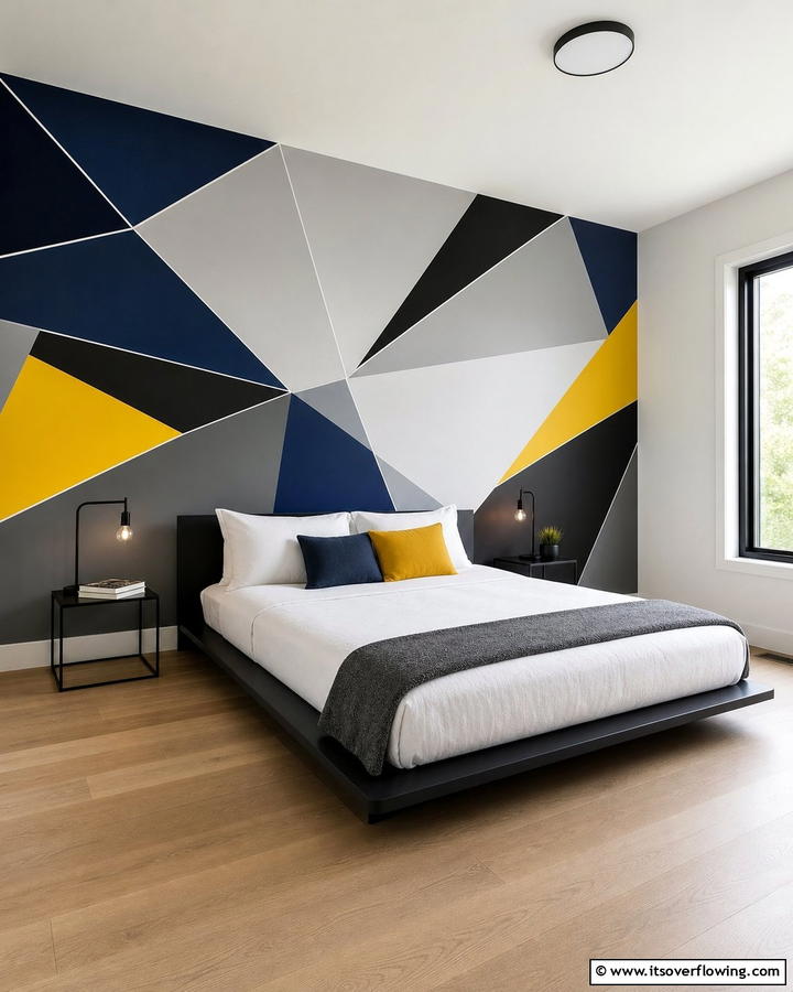 Geometric Patterns - 21 Creative Bedroom Wall Painting Ideas for Stylish Rooms