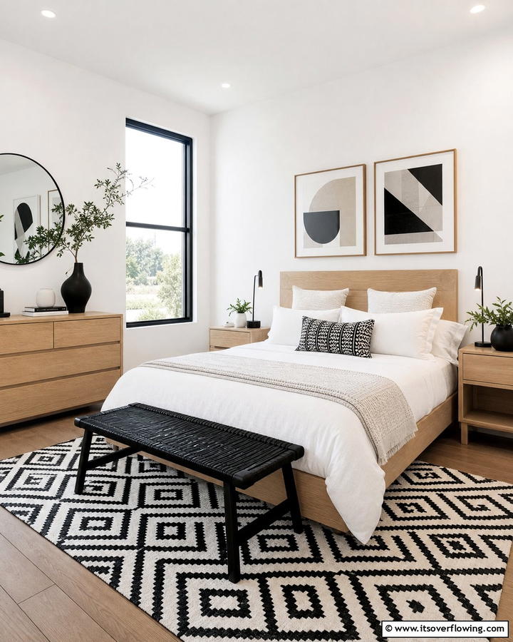 Geometric Patterns - 21 Scandinavian Bedroom Designs for Minimalist Comfort