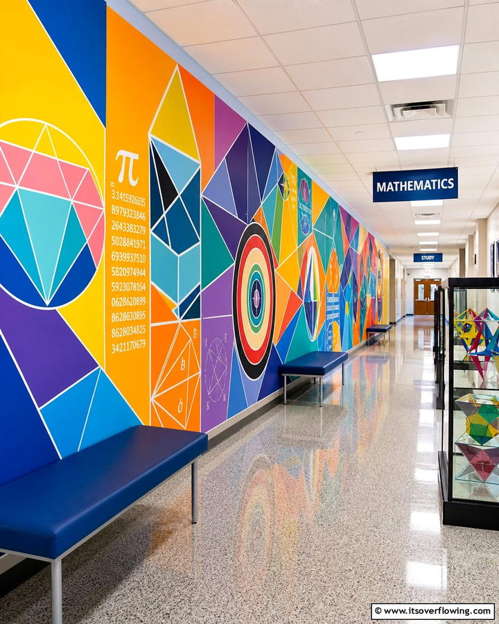 Geometric Patterns Mural - 21 Creative School Mural Ideas to Inspire Students