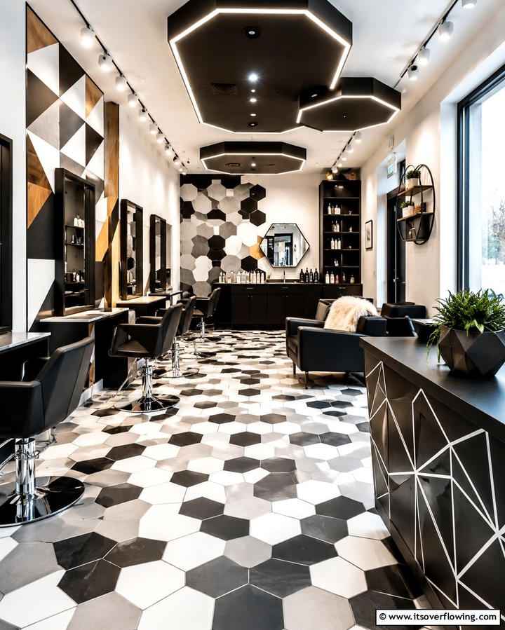 Geometric Patterns Salon - 30 Salon Interior Design Ideas for a Chic Beauty Space