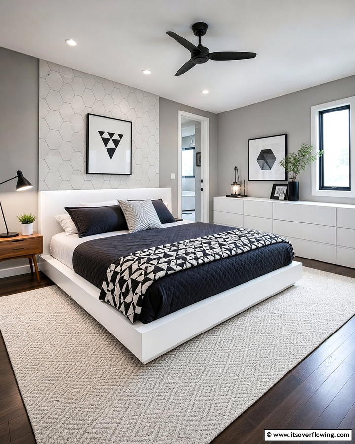 Geometric Patterns Sparingly - 21 Minimalist Bedroom Ideas for a Serene Retreat