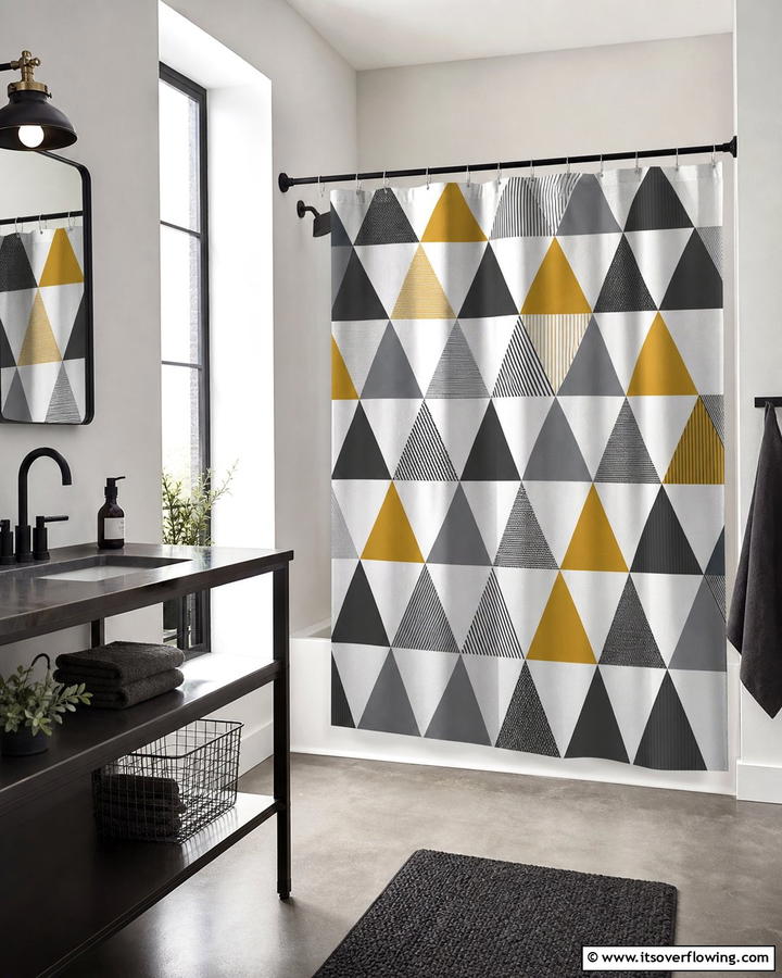 Geometric Patterns for a Contemporary Look - 25 Shower Curtain Ideas to Refresh Your Bathroom