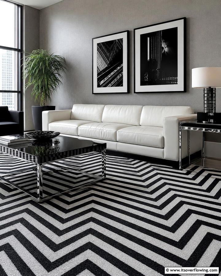 Geometric Patterns for a Contemporary Look - 25 Living Room Carpet Ideas for Cozy Comfort
