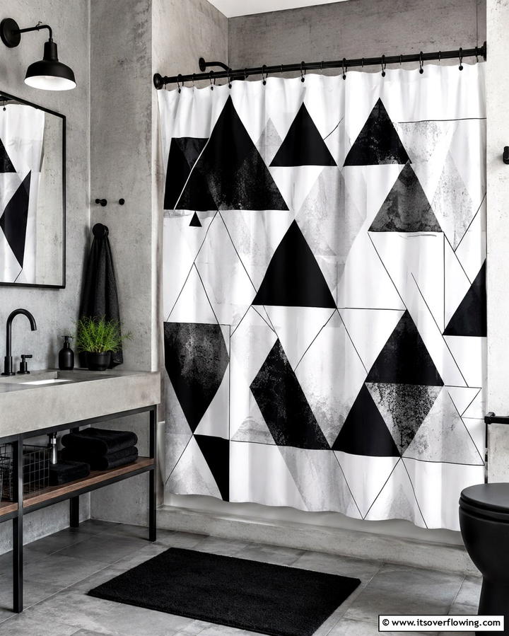 Geometric Patterns for a Modern Touch - 25 Shower Curtain Ideas to Refresh Your Bathroom