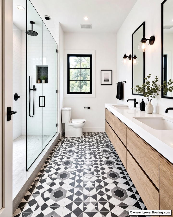 Geometric Patterns for a Modern TouchExact - 25 Bathroom Mosaic Floor Tile Ideas for Unique Style