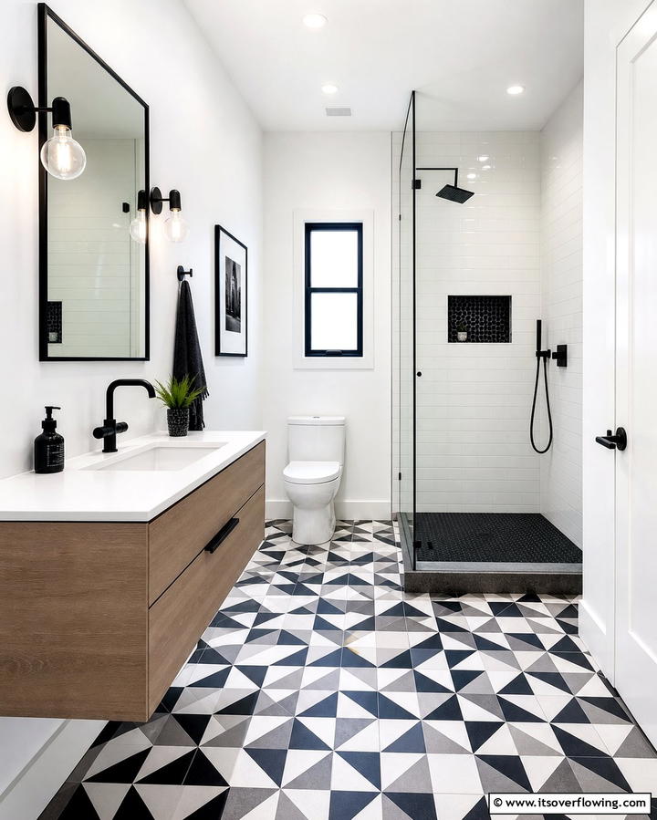 Geometric Patterns for a Modern TouchOne - 25 Bathroom Mosaic Floor Tile Ideas for Unique Style
