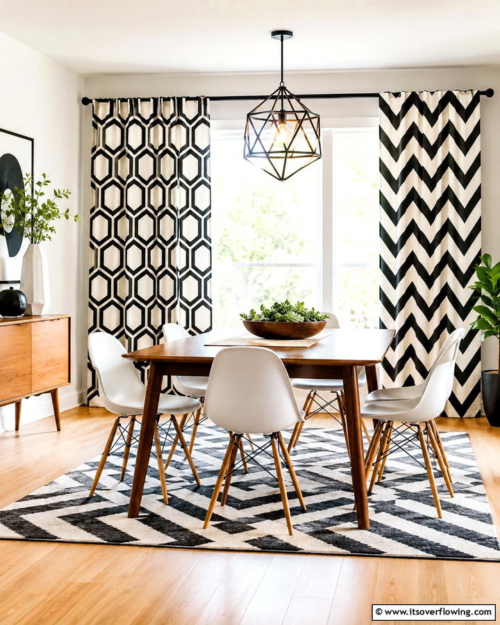 Geometric Patterns for a Trendy Vibe - 25 Elegant Dining Room Curtain Ideas to Transform Your Space