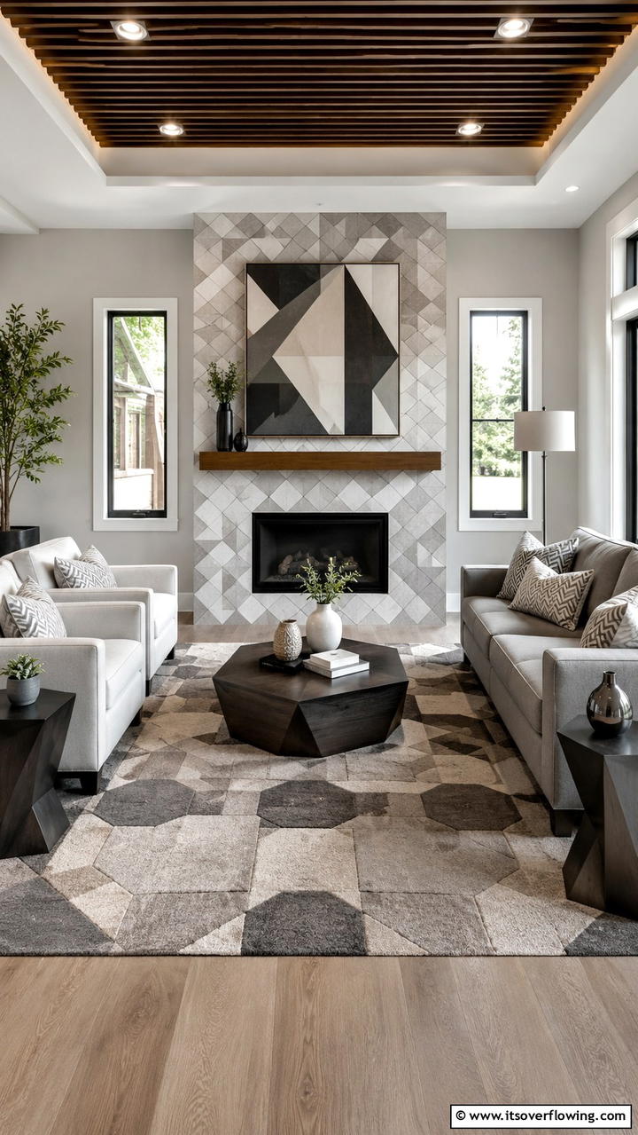 Geometric Patterns in Greige Living Rooms - 30 Greige Living Room Ideas for Neutral & Warm Modern Spaces
