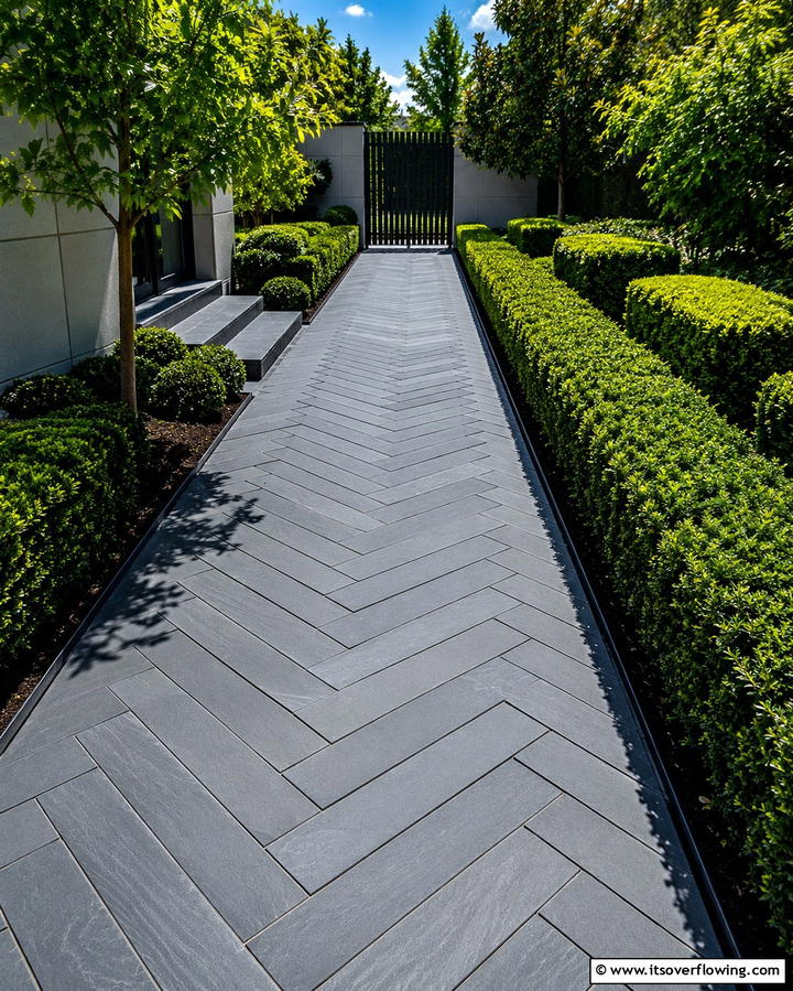 Geometric Paver Walkway - 30 Creative Stepping Stone Walkway Garden Ideas
